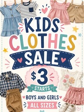 Kids Clothes Sale – Assorted Pink, Blue, Tan, White & Navy Styles
